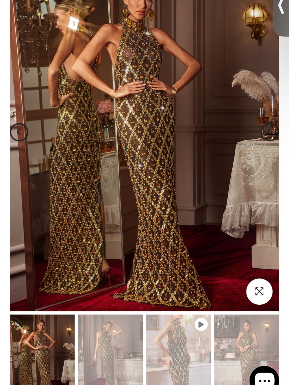 Gold Sequin Halter Maxi Dress - Elegant Evening Gown